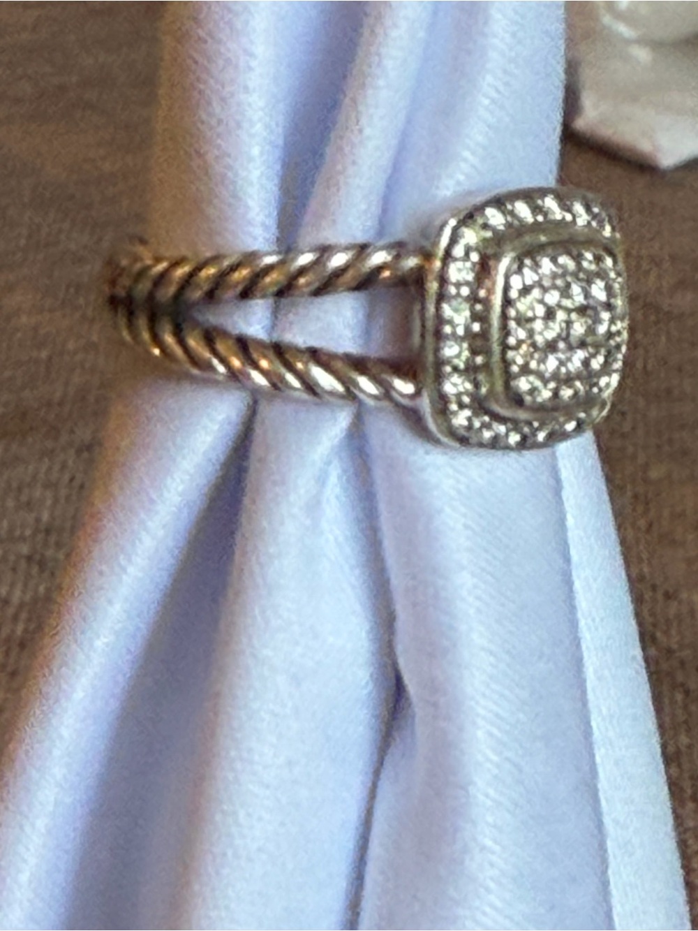 David Yurman Petite Albion Diamond Cable Ring 925 Sterling Silver Sz 7 - Picture 3 of 7